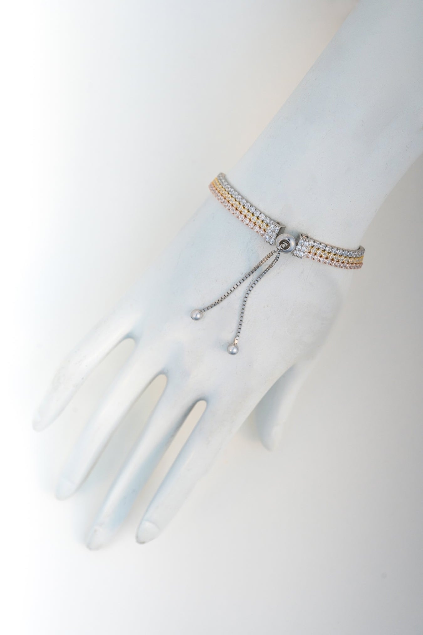 Triple-Layer Multicolor Stone Bracelet with Adjustable Clasp (Free Size)