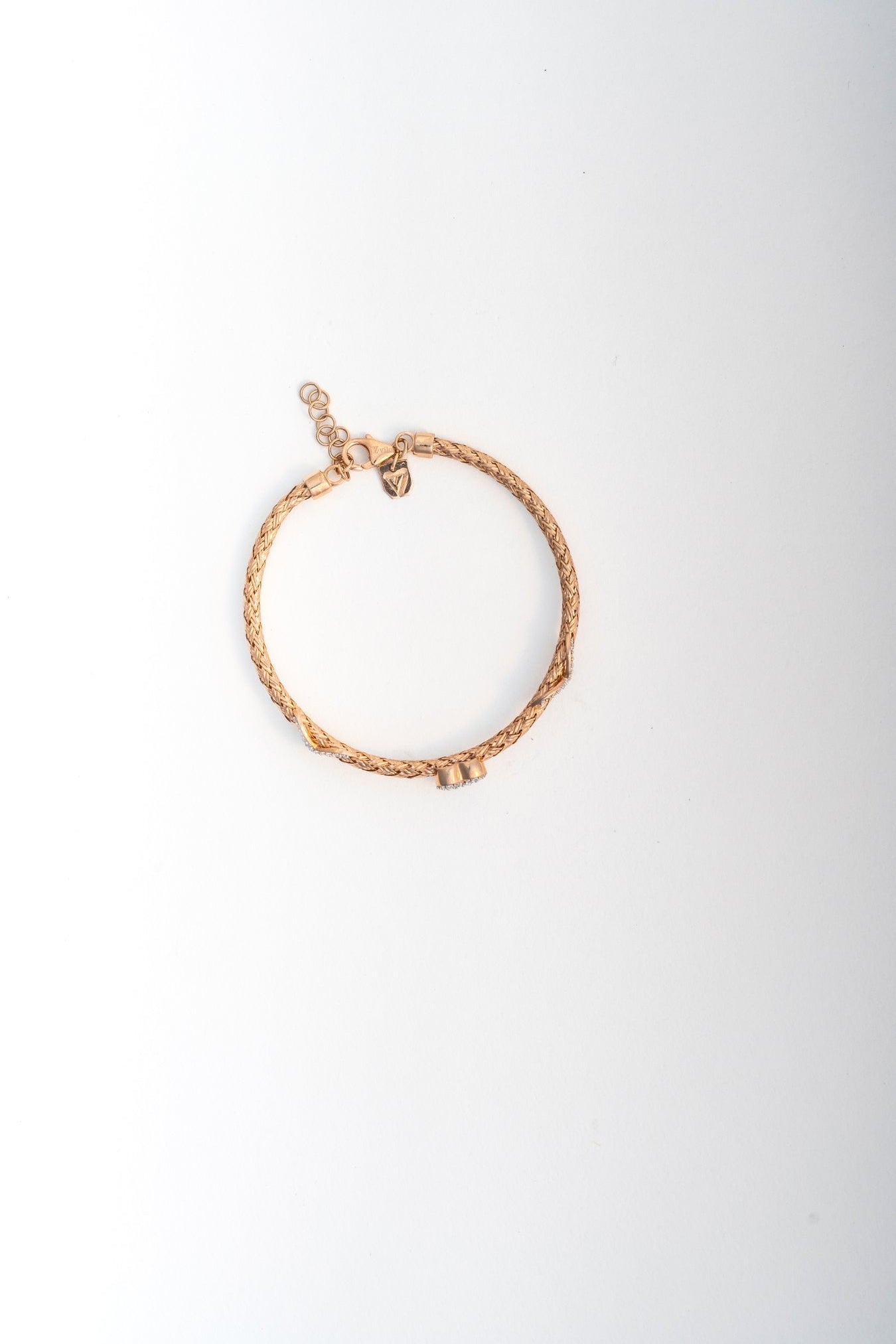 Rose-Gold Heart Motif Bracelet with CZ Accents