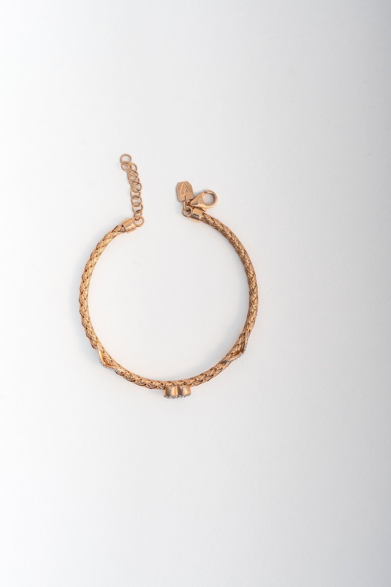 Rose-Gold Heart Motif Bracelet with CZ Accents