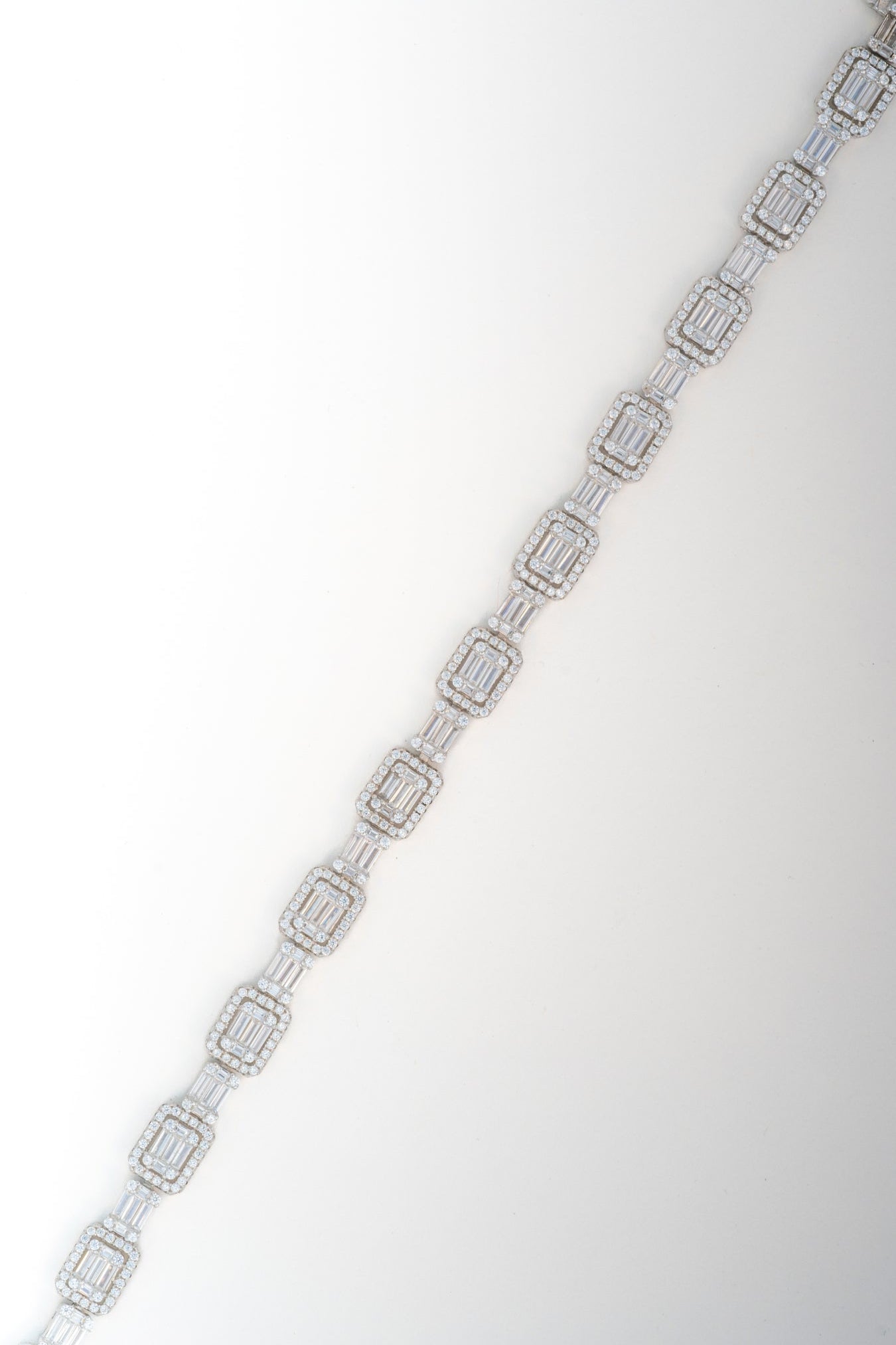 Emerald-Cut Inspired Rectangular CZ Pure 925 Silver Bracelet (7.3 Inch)