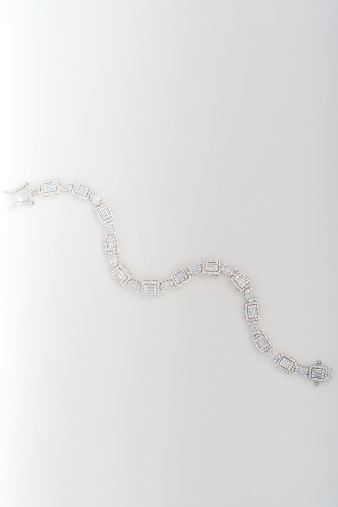 Emerald-Cut Inspired Rectangular CZ Pure 925 Silver Bracelet (7.3 Inch)