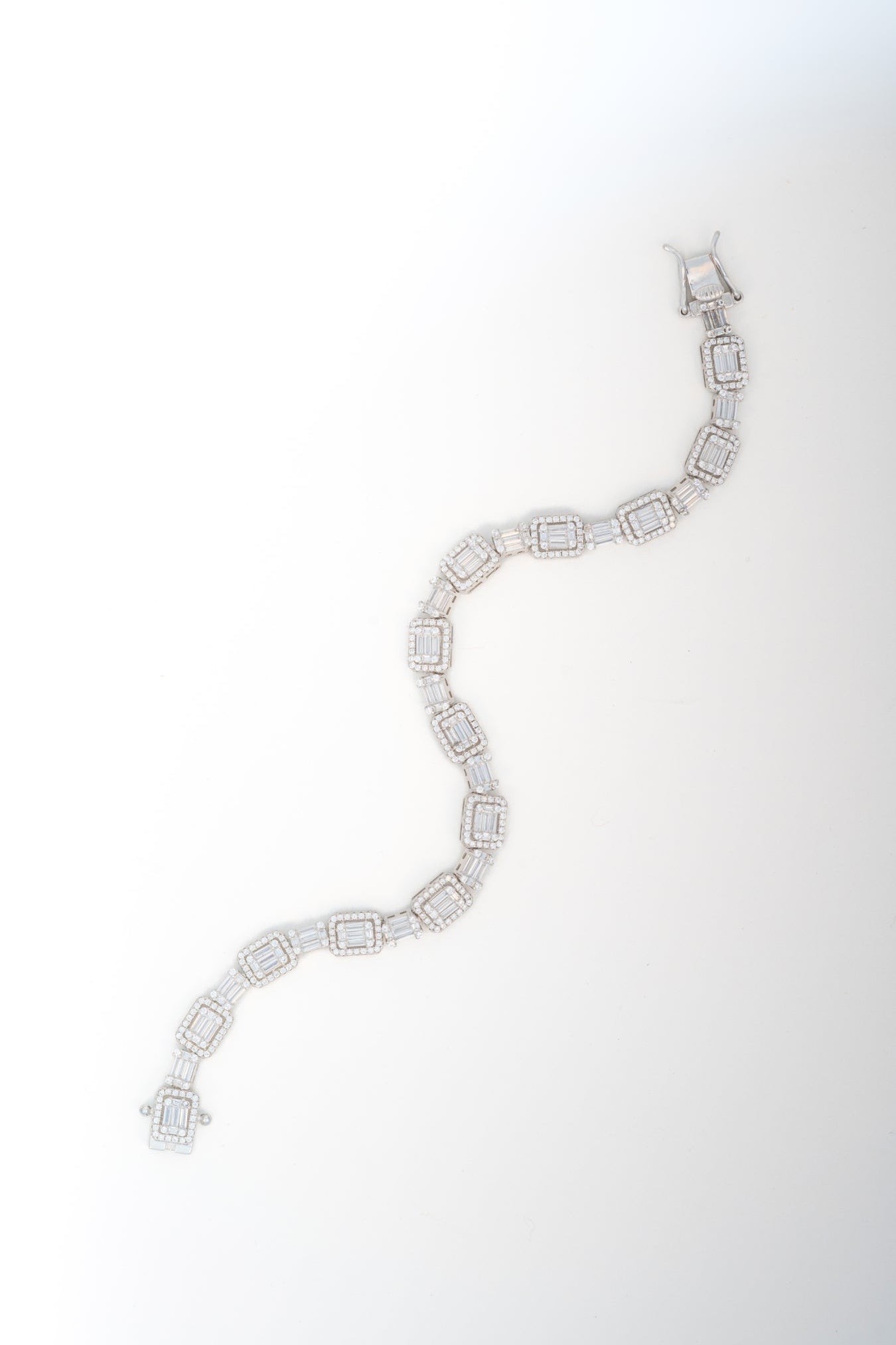 Emerald-Cut Inspired Rectangular CZ Pure 925 Silver Bracelet (7.3 Inch)