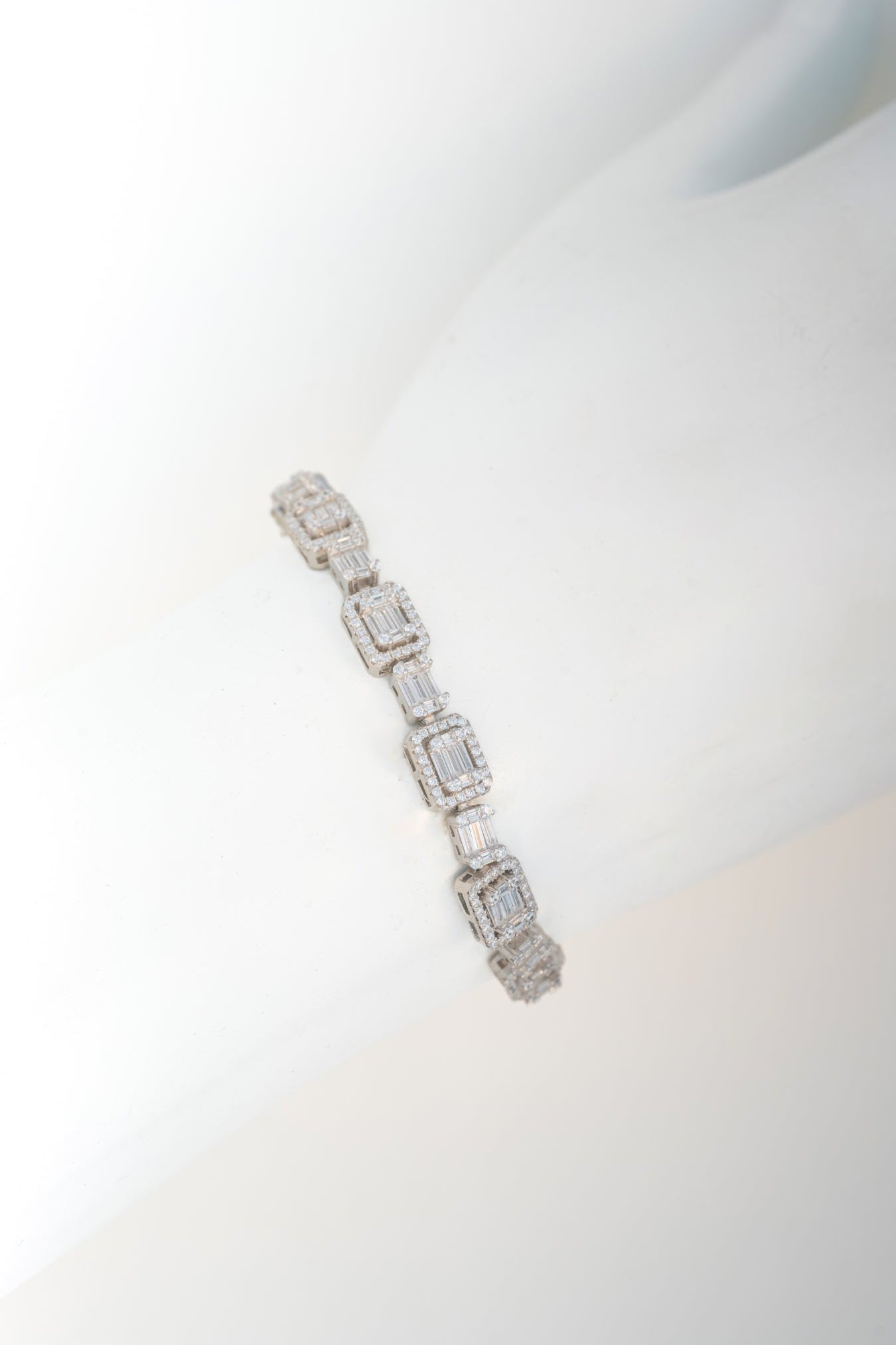 Emerald-Cut Inspired Rectangular CZ Pure 925 Silver Bracelet (7.3 Inch)
