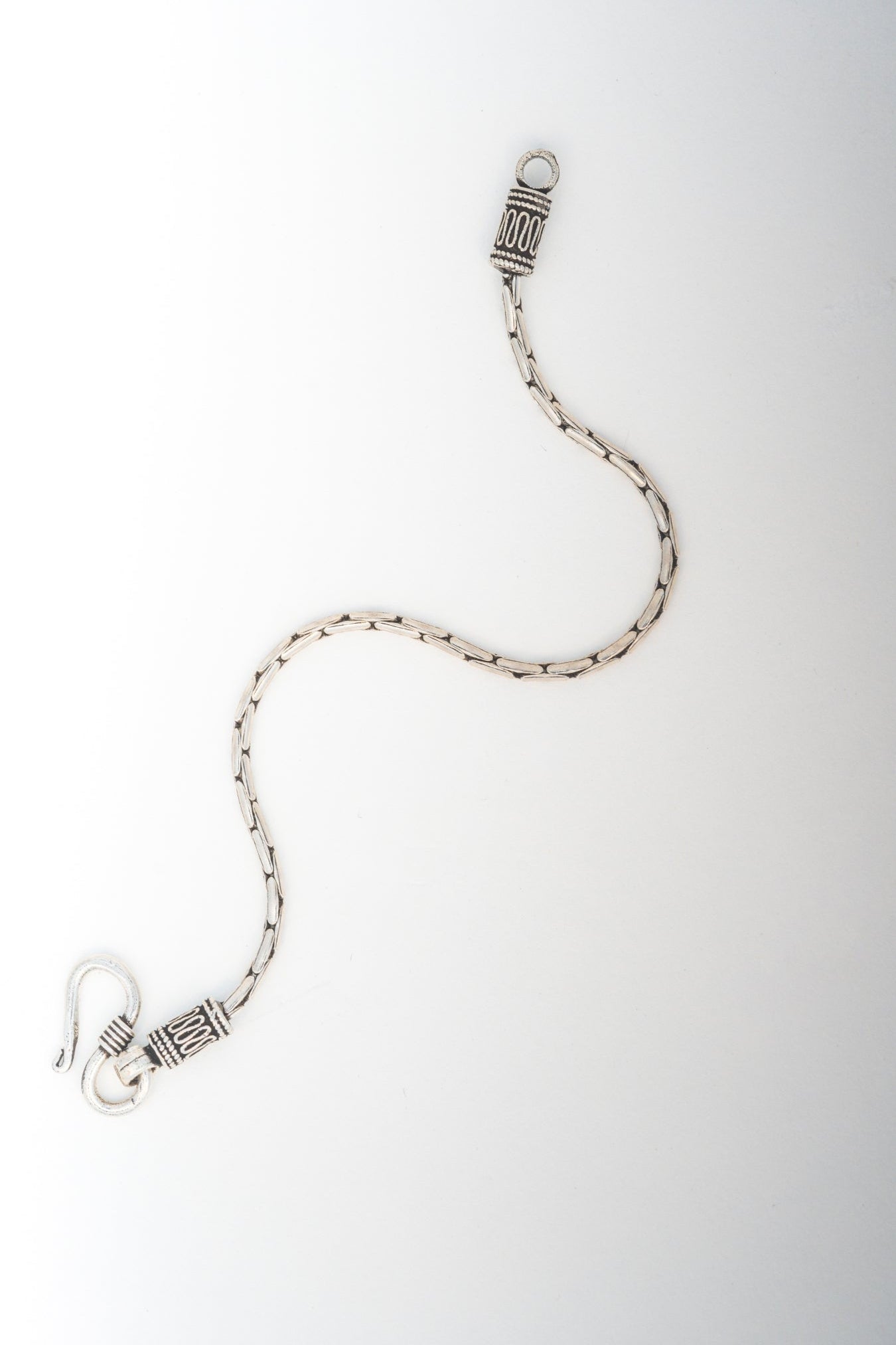 Antique Pure 925 Silver Chain Bracelet with Hook Clasp – 7 inch
