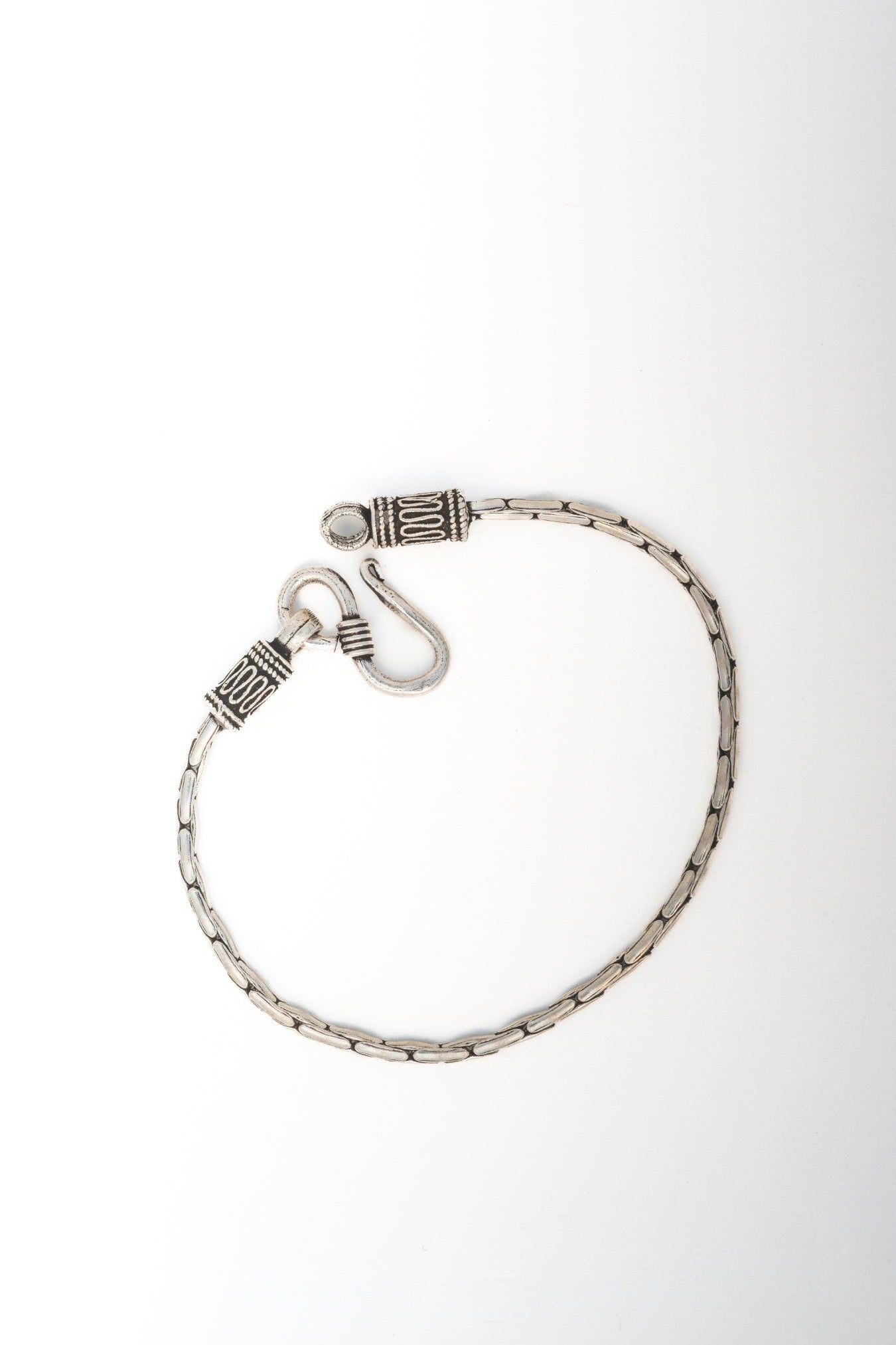 Antique Pure 925 Silver Chain Bracelet with Hook Clasp – 7 inch