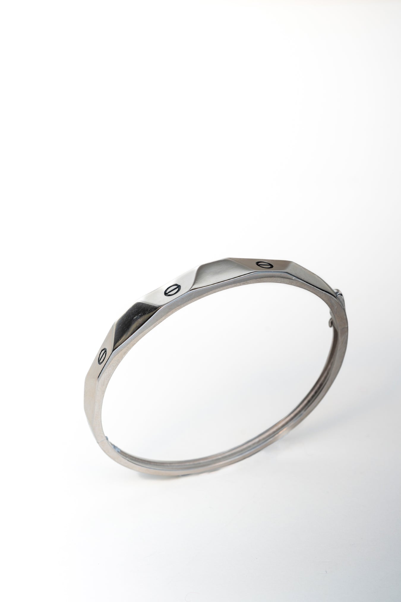 Unisex Pure 925 Silver Screw-Design Bangle (2 x 2.3 inches)