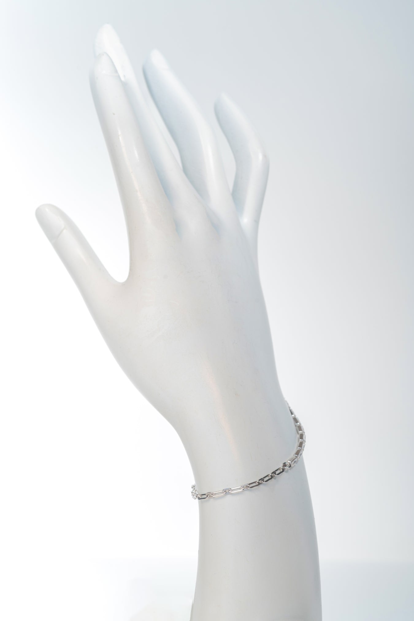 Sterling Pure 925 Silver Chain Bracelet with Baguette Accents – 8 inch
