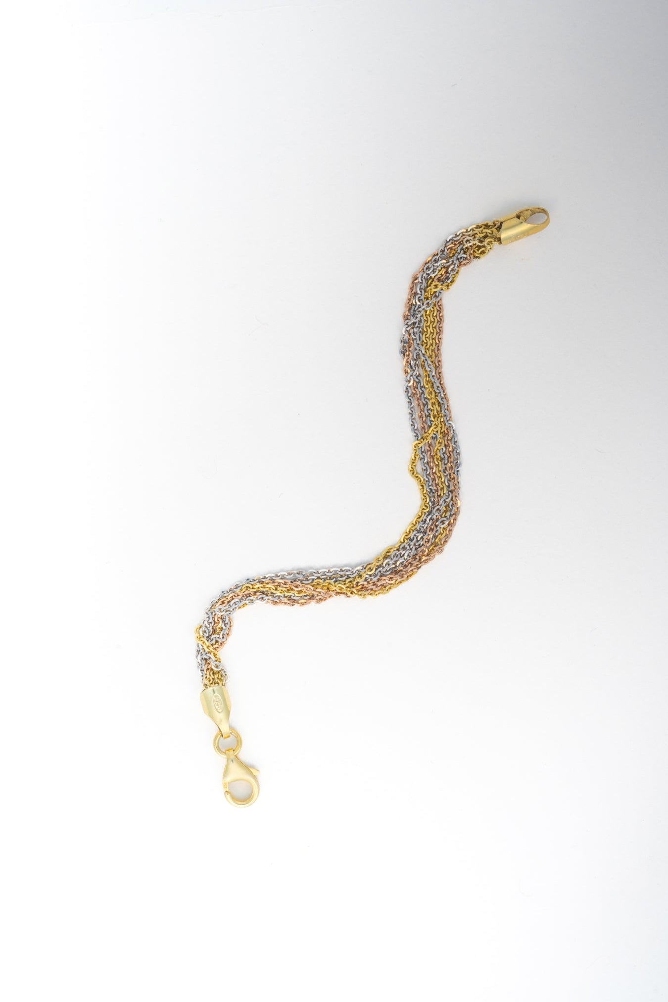 Tri-Color Multi-Strand Chain Bracelet – 7 inch