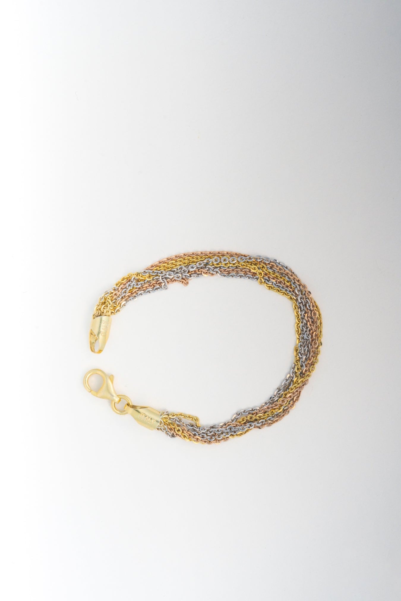 Tri-Color Multi-Strand Chain Bracelet – 7 inch