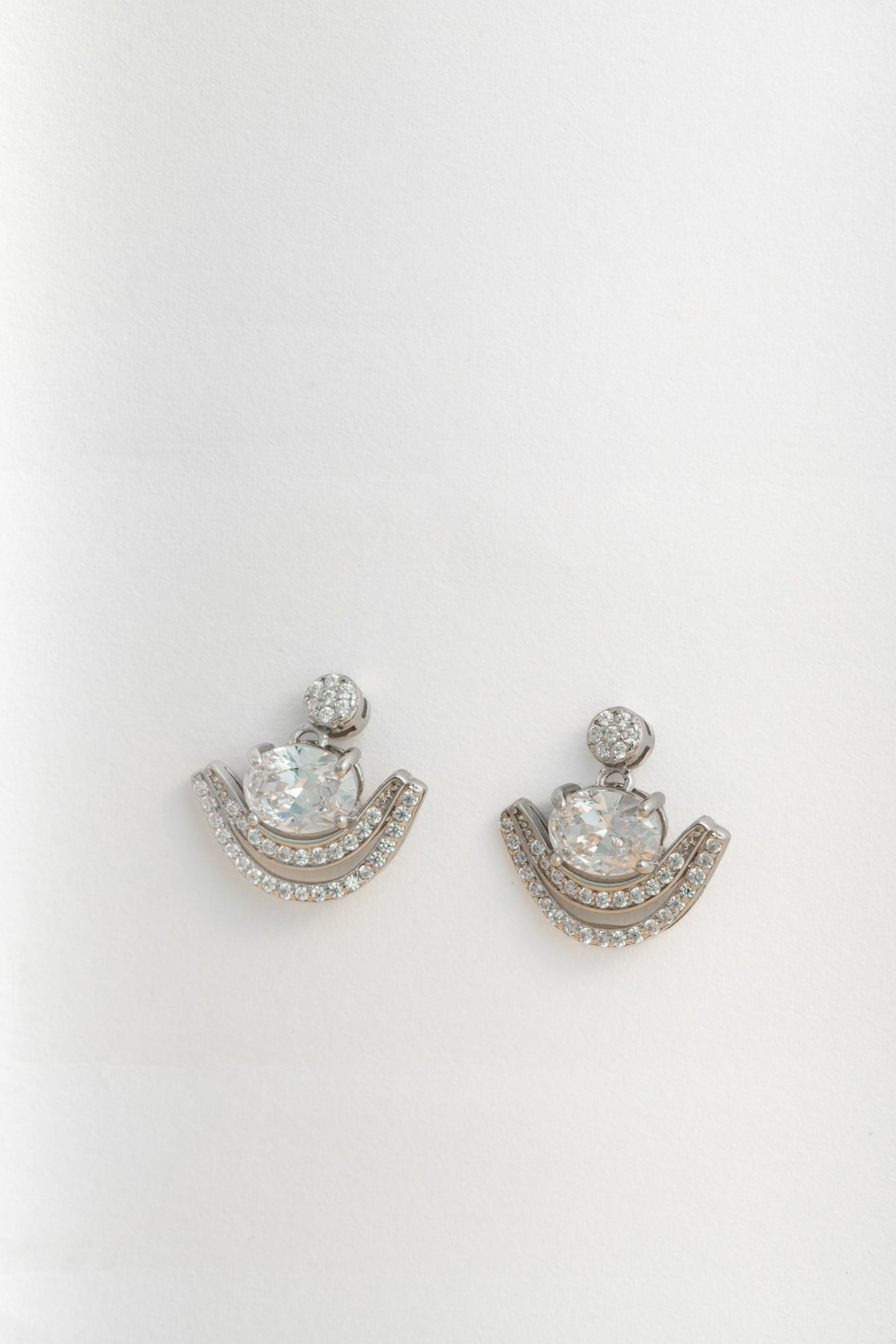 Pure 925 Silver Round-Cut & Double Arch Earrings – 16x16mm