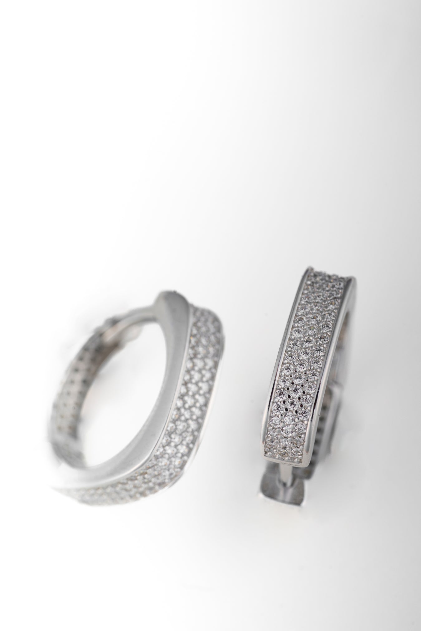 Pure 925 Silver Pavé Diamond Hoop Earrings – 19x17mm