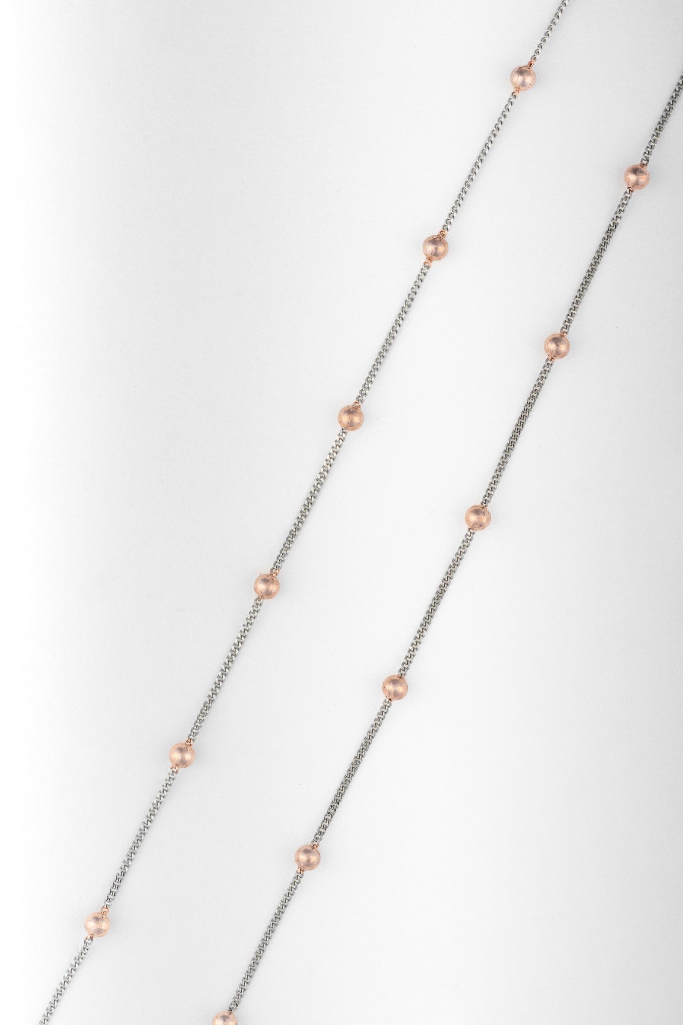 Dual-Tone Beaded Chain Necklace – 18 Inch