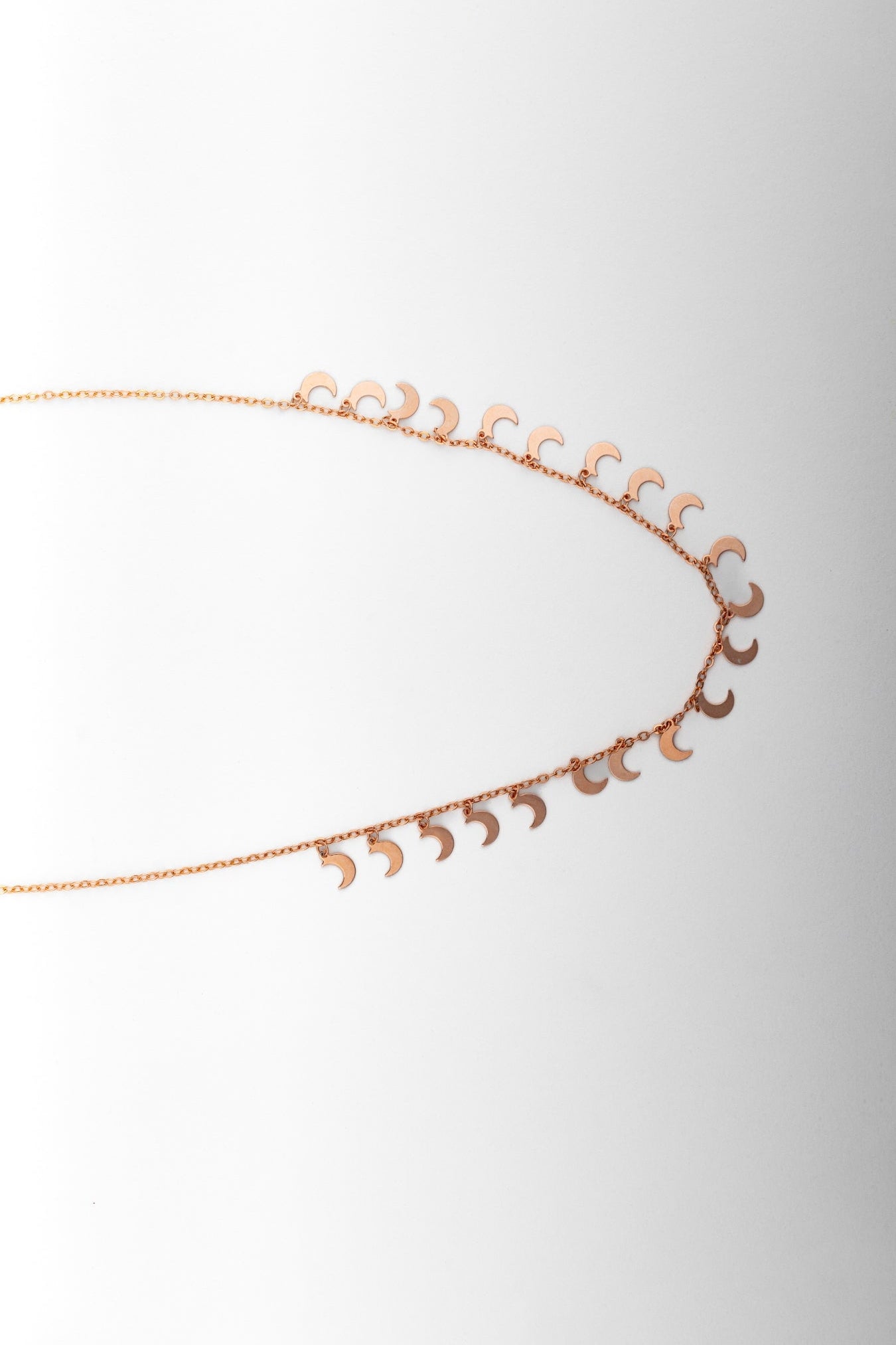 Rose Gold Crescent Moon Charm Necklace – 18 Inch