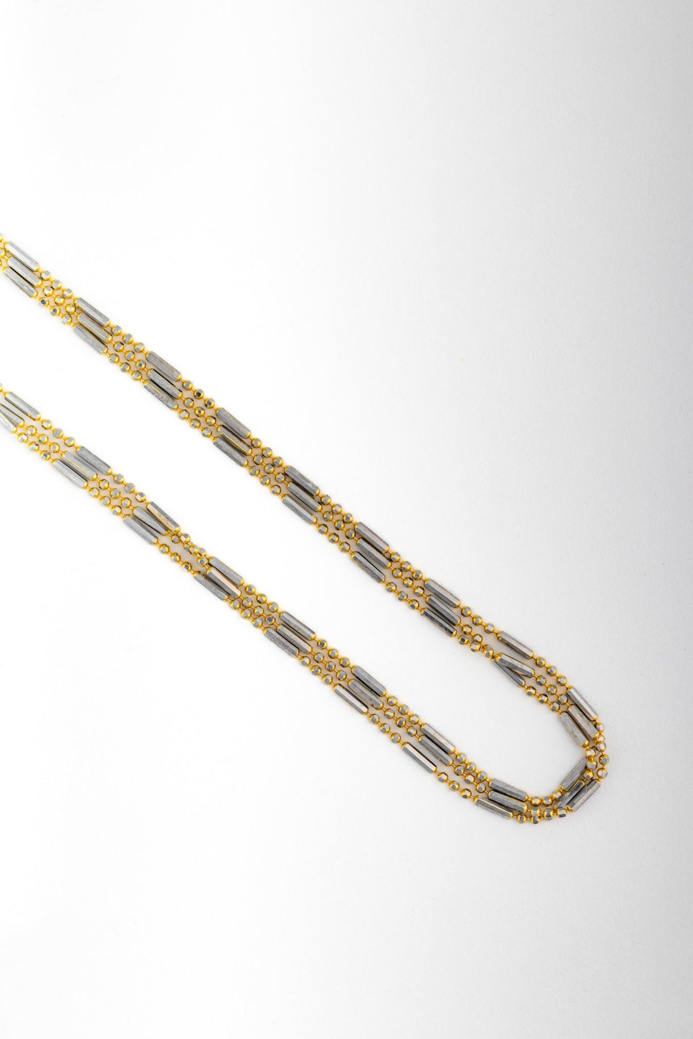 Two-Tone Beaded Dual Chain Necklace – 18 Inch