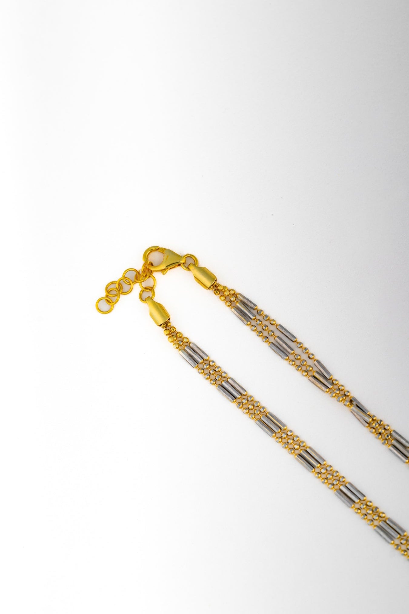 Two-Tone Beaded Dual Chain Necklace – 18 Inch