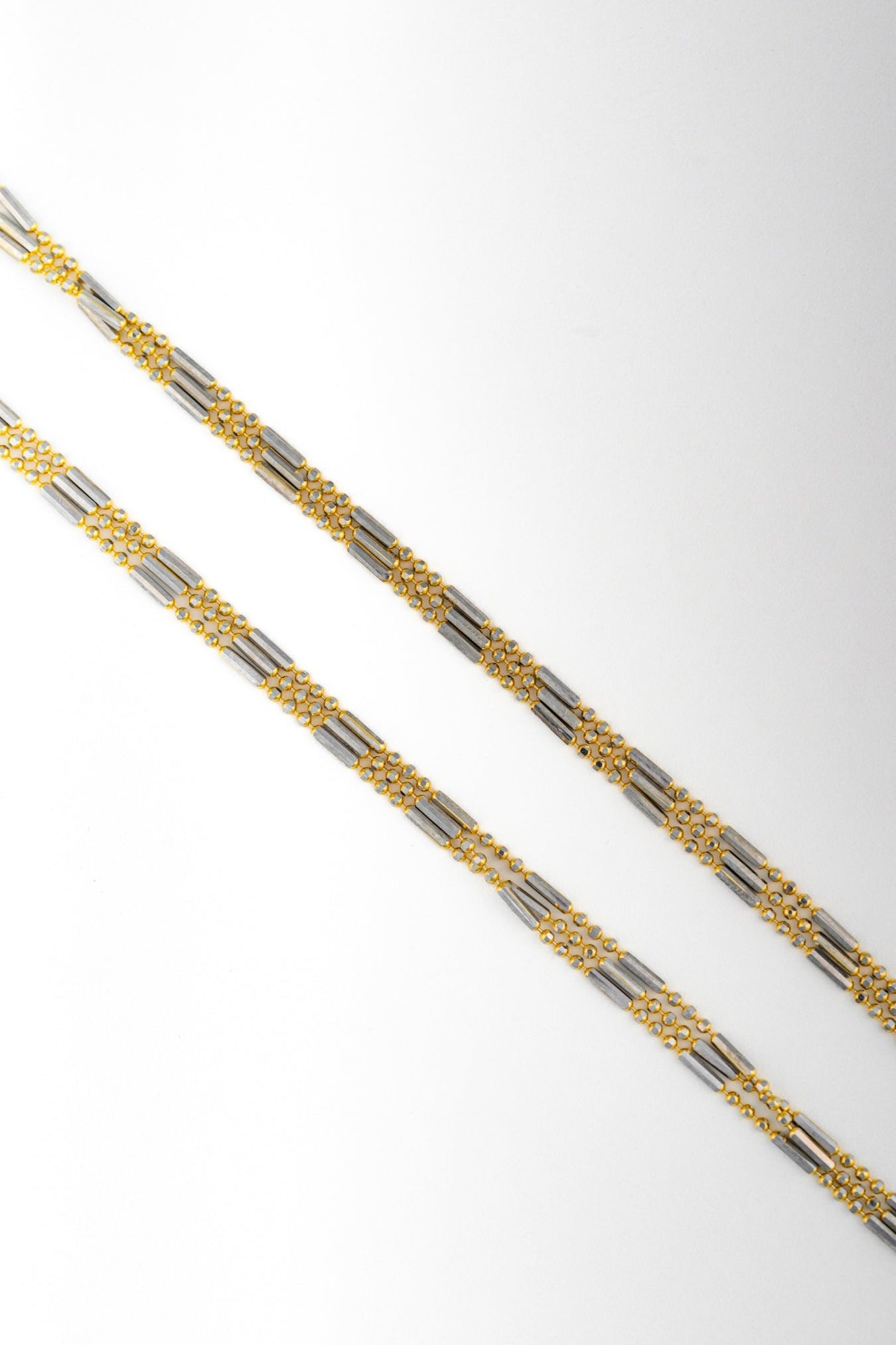 Two-Tone Beaded Dual Chain Necklace – 18 Inch