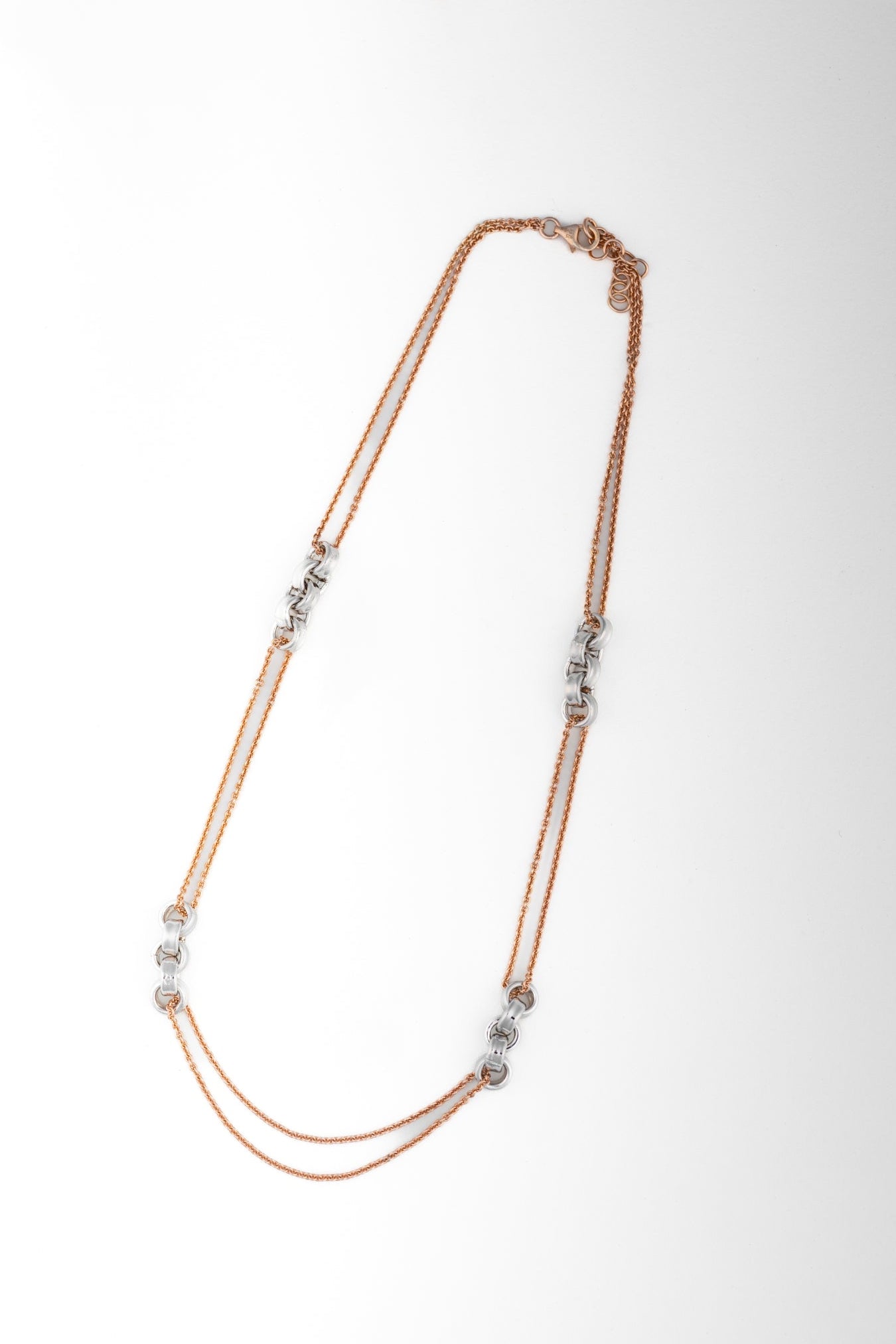 Dual-Tone Chain Necklace with Pure 925 Silver Links – 18 Inch