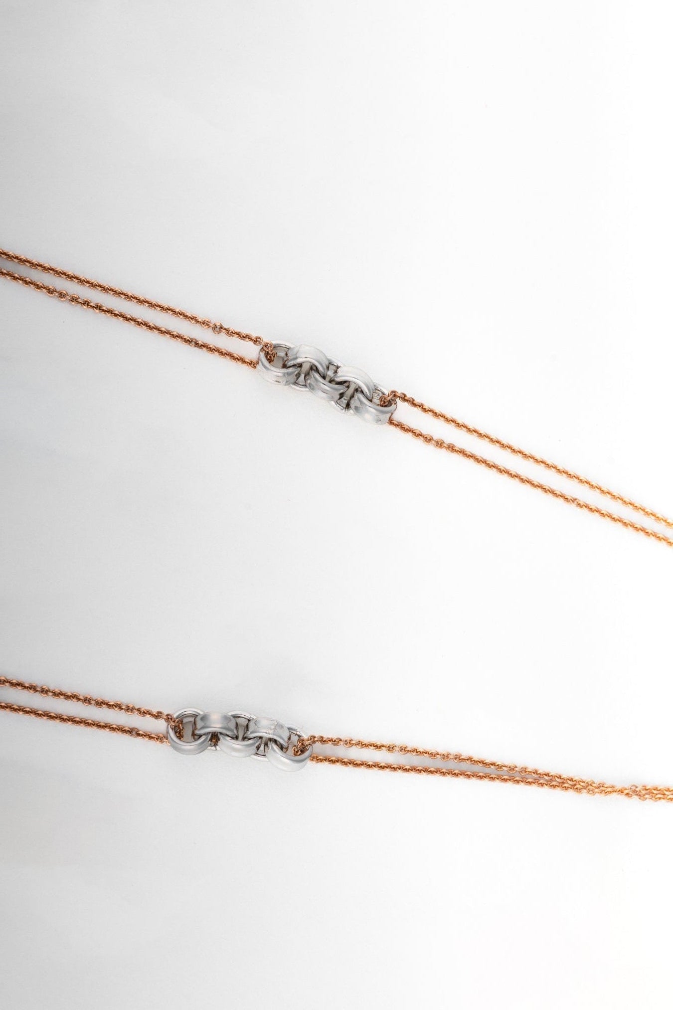 Dual-Tone Chain Necklace with Pure 925 Silver Links – 18 Inch