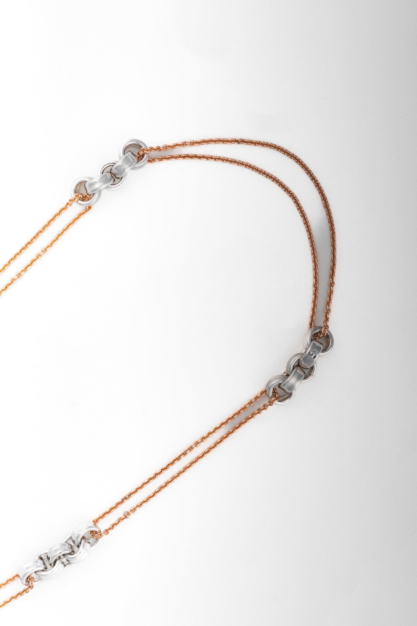 Dual-Tone Chain Necklace with Pure 925 Silver Links – 18 Inch