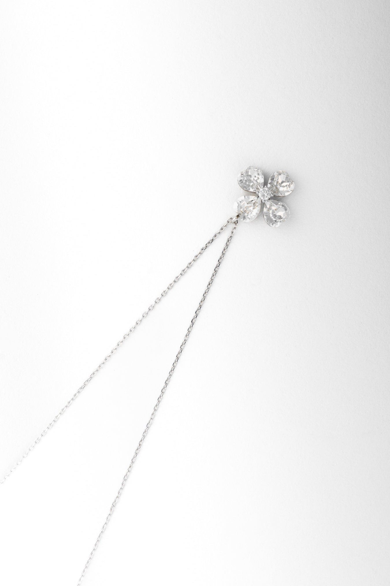Pure 925 Silver Floral Pendant Necklace with Teardrop Zirconia – 18 Inch