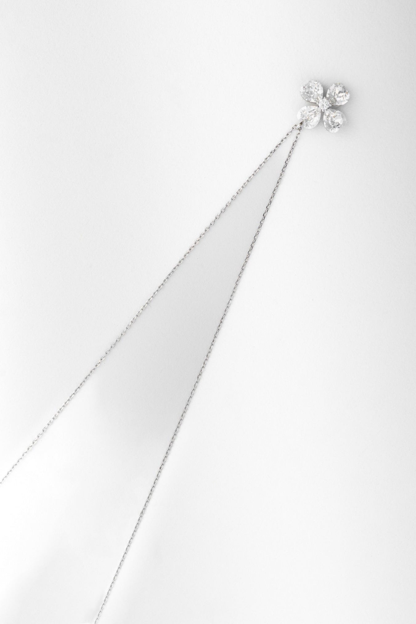 Pure 925 Silver Floral Pendant Necklace with Teardrop Zirconia – 18 Inch