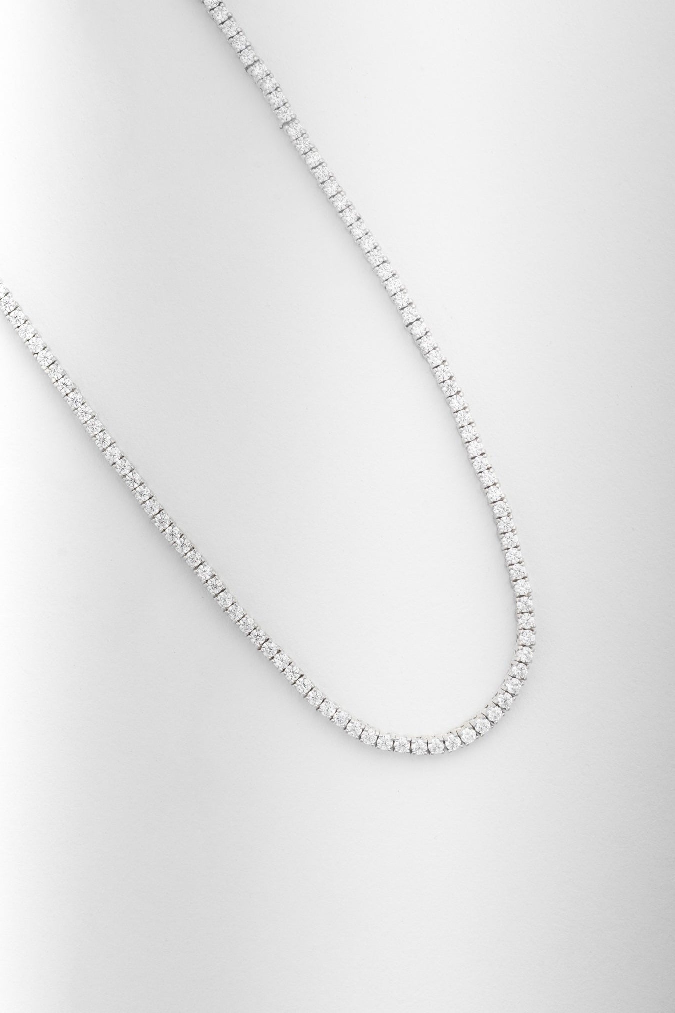 Pure 925 Silver Classic Moissanite Tennis Necklace – 18 Inch