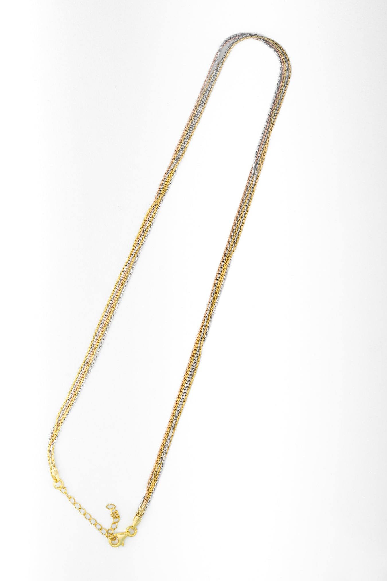 Tricolor Multi-Layer Chain Necklace – 18 Inch