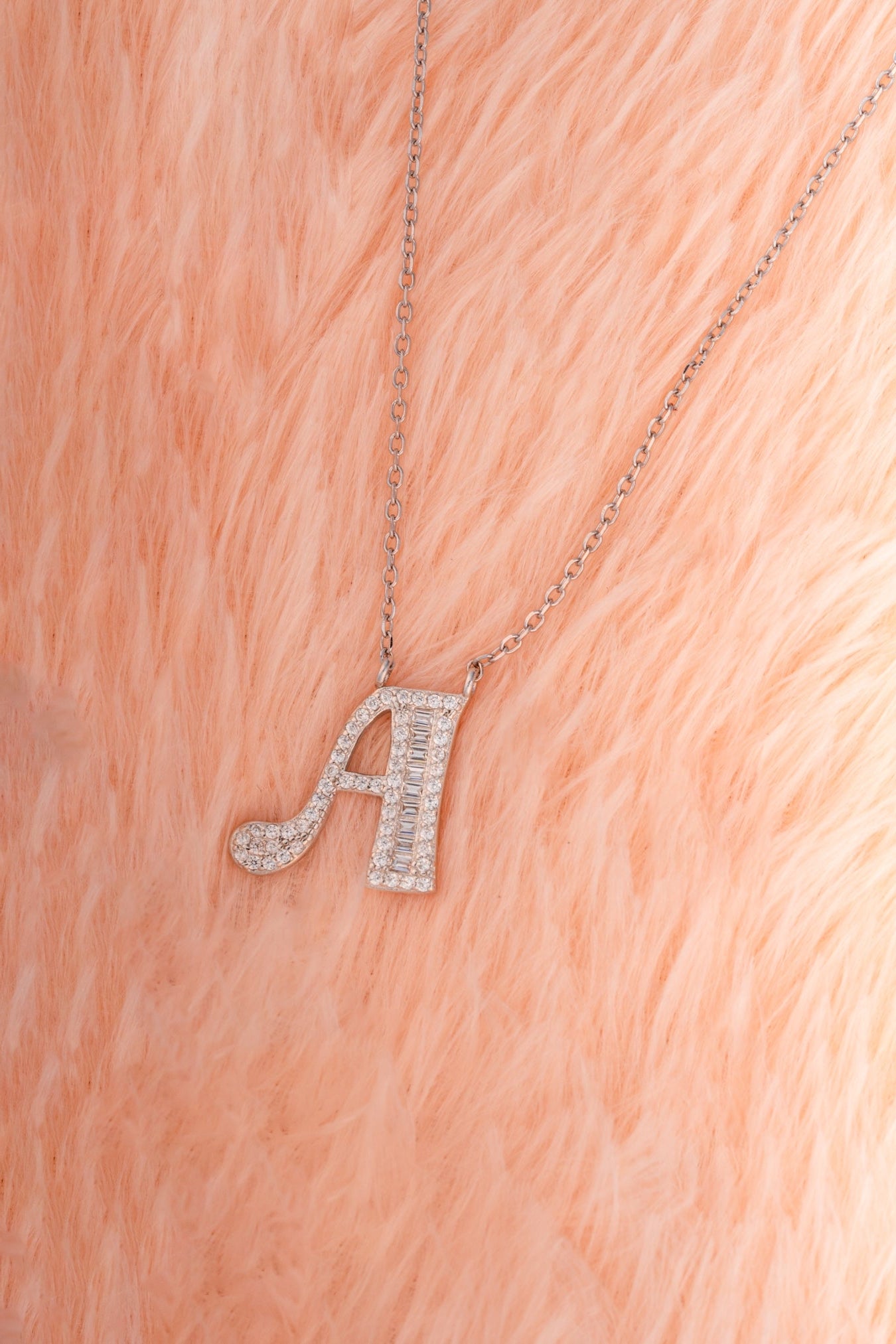 18 Inch Pure 925 Silver Alphabet Pendant Necklace – Letter "A" with CZ Diamonds