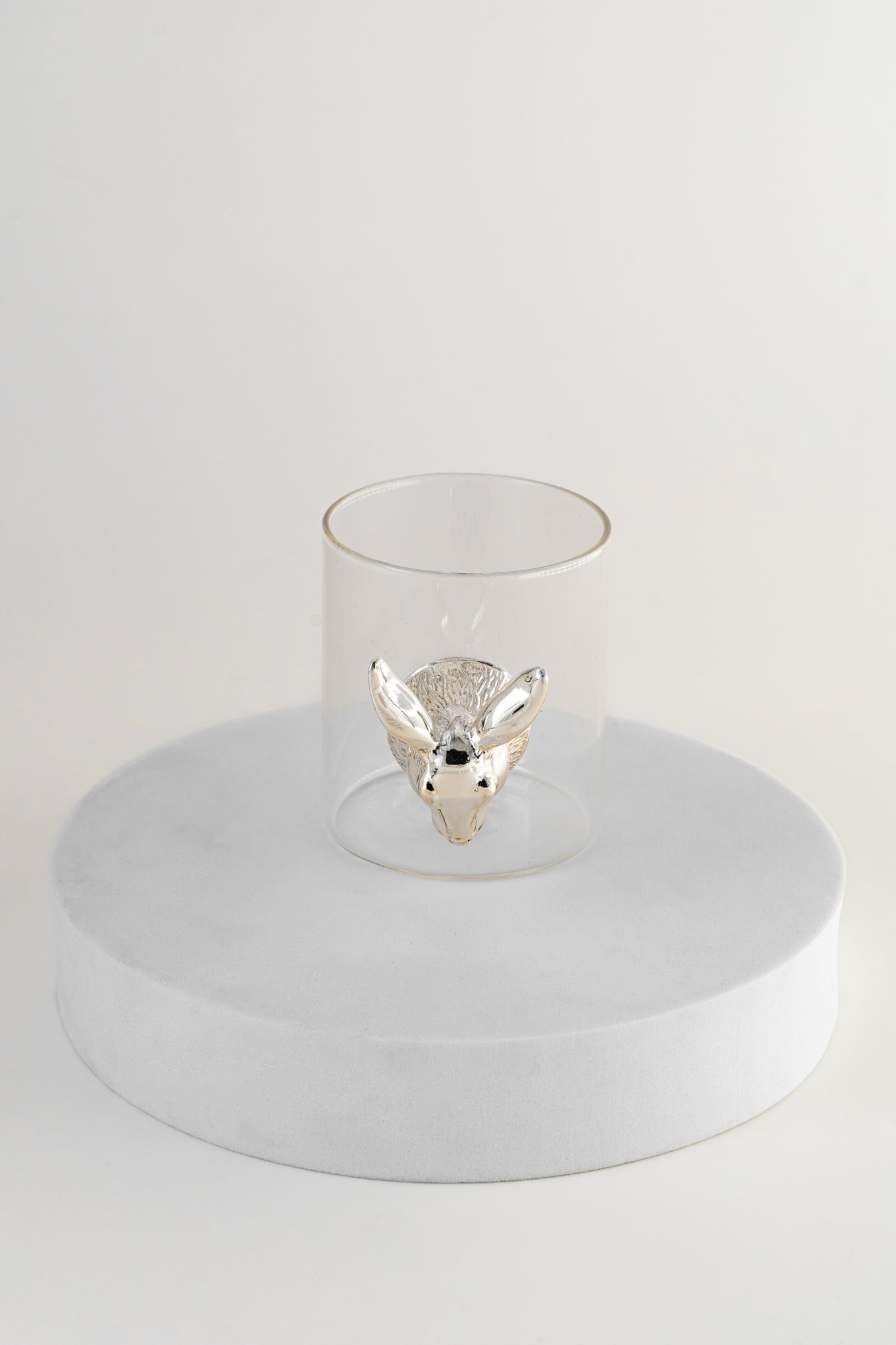 Silver-Foiled Deer Motif Glass Tumbler – 3.5in × 2.5in