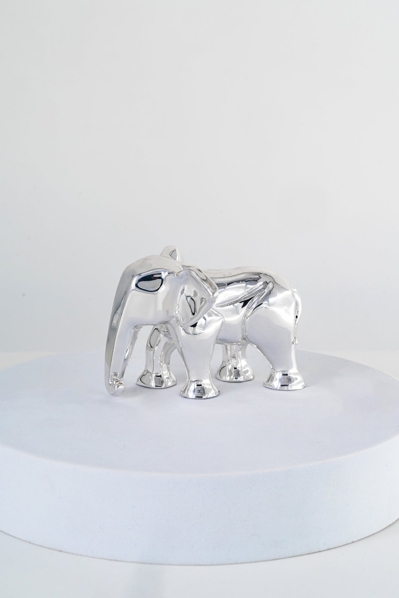 Minimalist Silver-Foiled Elephant Figurine – 2.5in × 4in