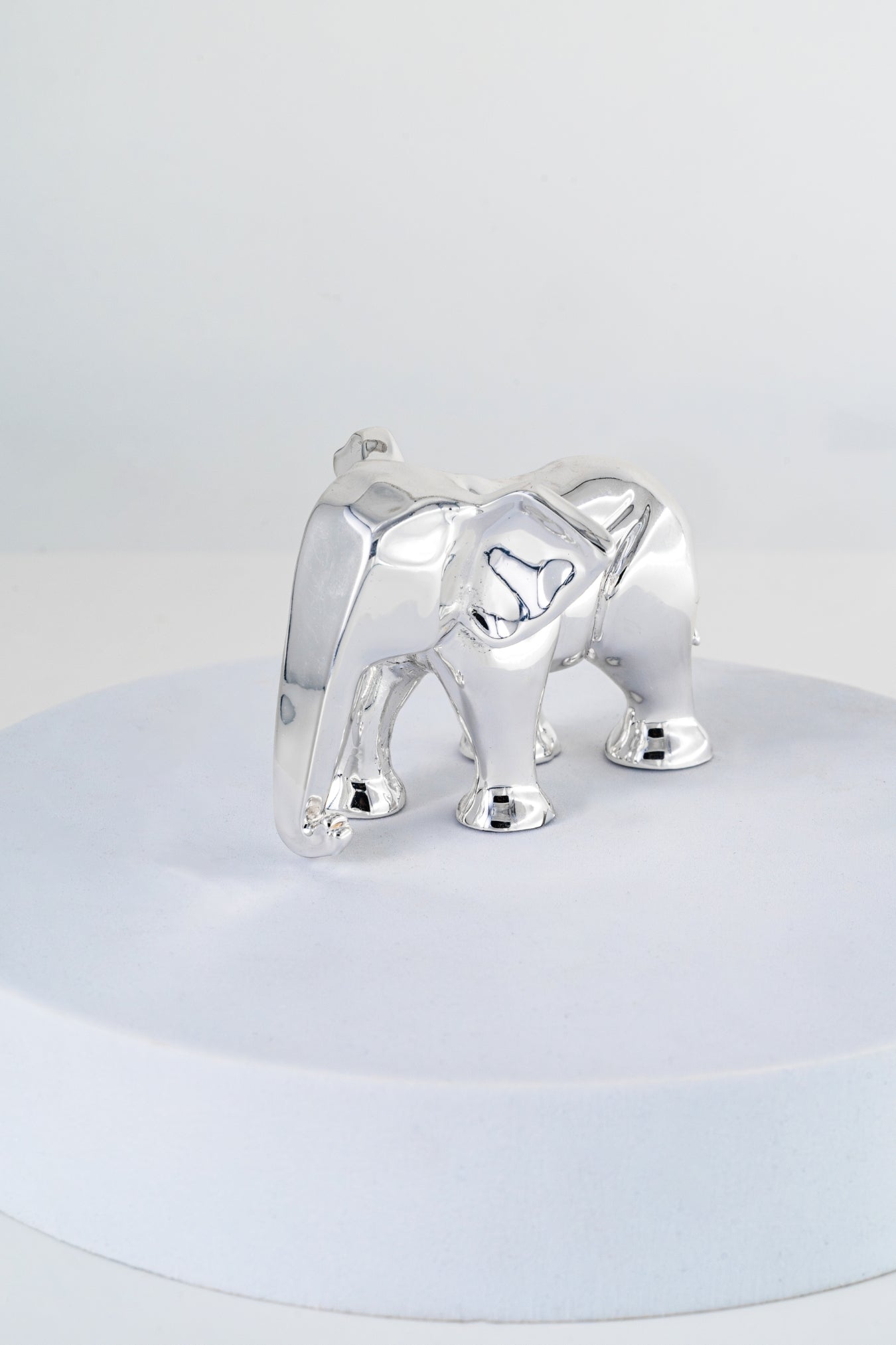 Minimalist Silver-Foiled Elephant Figurine – 2.5in × 4in