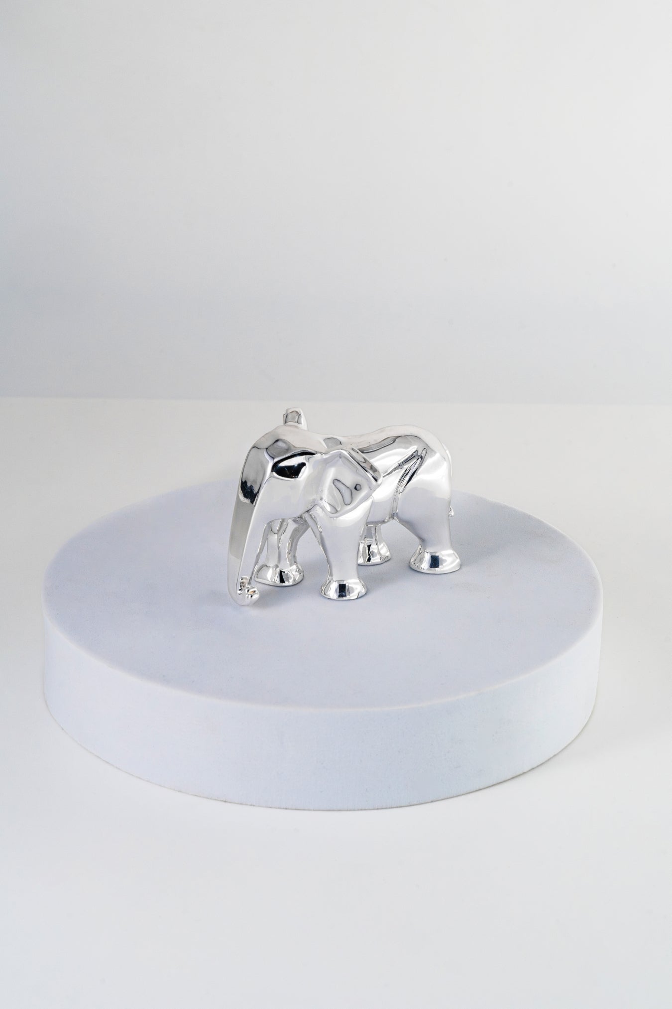 Minimalist Silver-Foiled Elephant Figurine – 2.5in × 4in