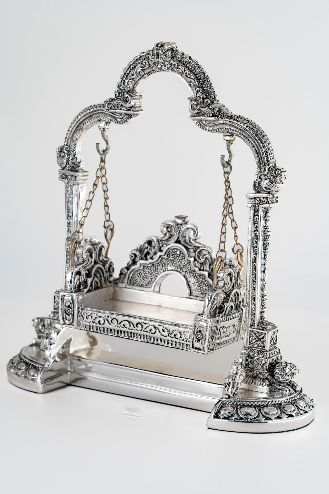 Silver-Foiled Decorative Miniature Swing (Jhula) – 9in × 8in