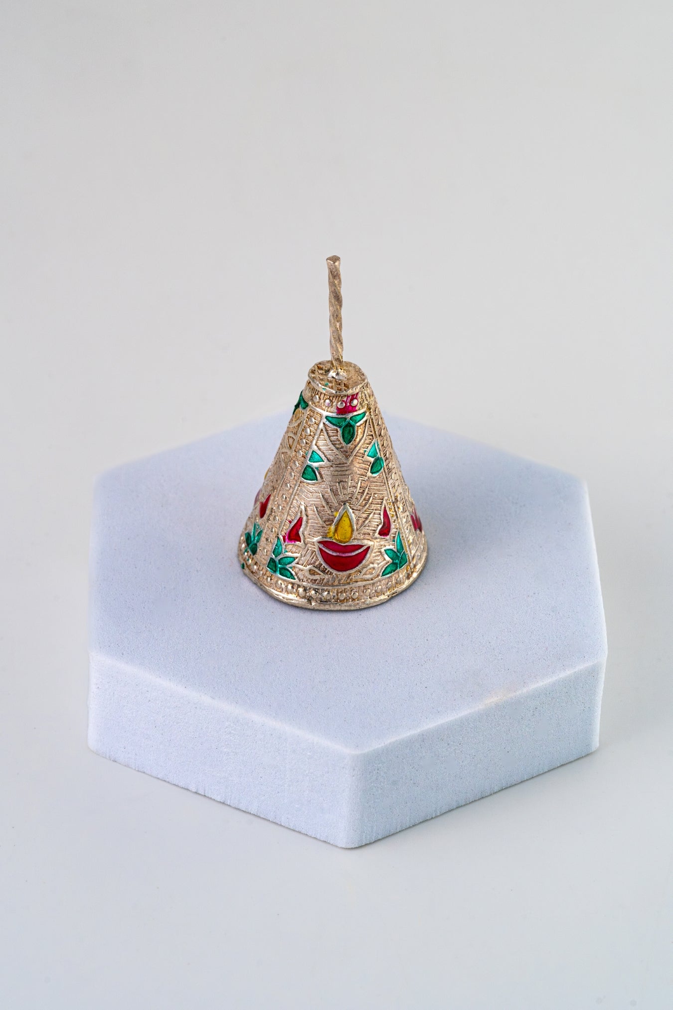 Handcrafted Pure 925 Silver Miniature Anar with Enamel Work – 55mm