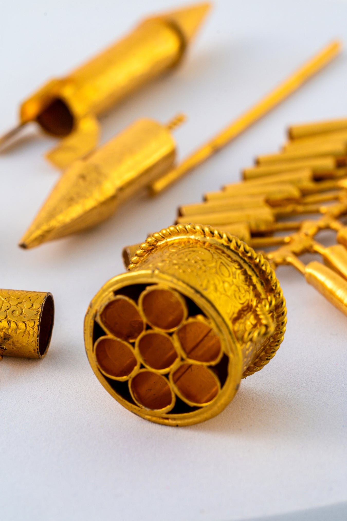 Pure 925 Silver with Gold foiled Miniature Firecracker Set – Set of 8