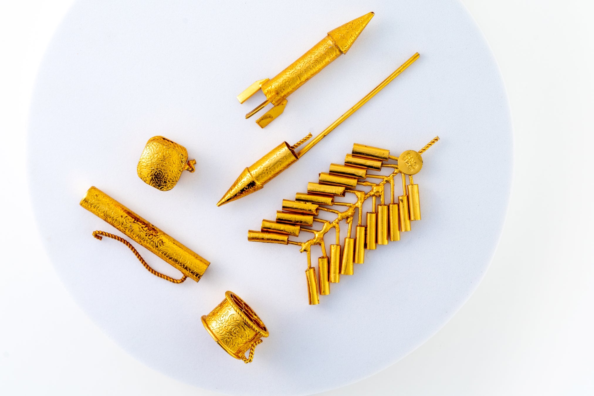 Pure 925 Silver with Gold foiled Miniature Firecracker Set – Set of 8