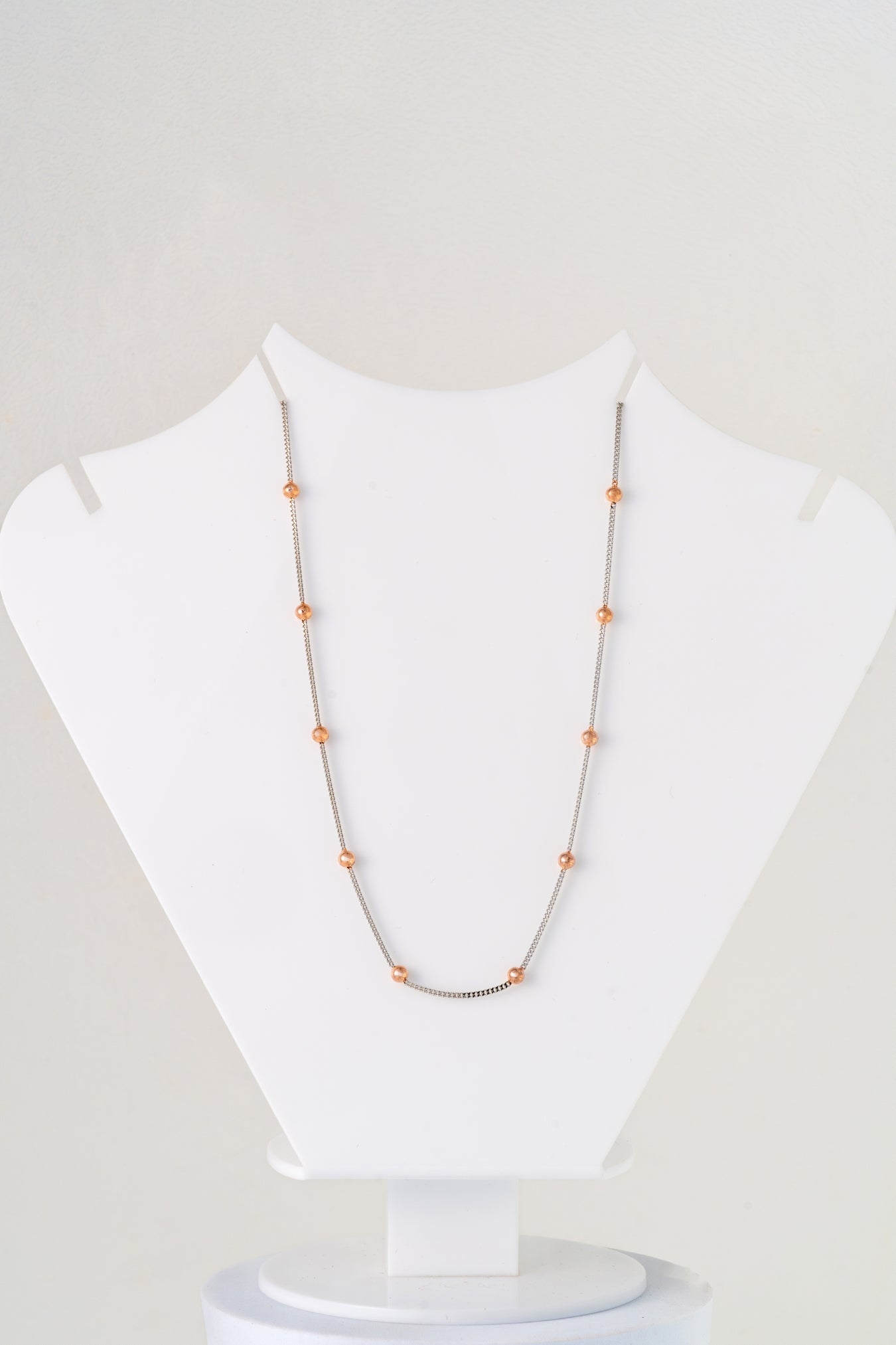 Dual-Tone Beaded Chain Necklace – 18 Inch
