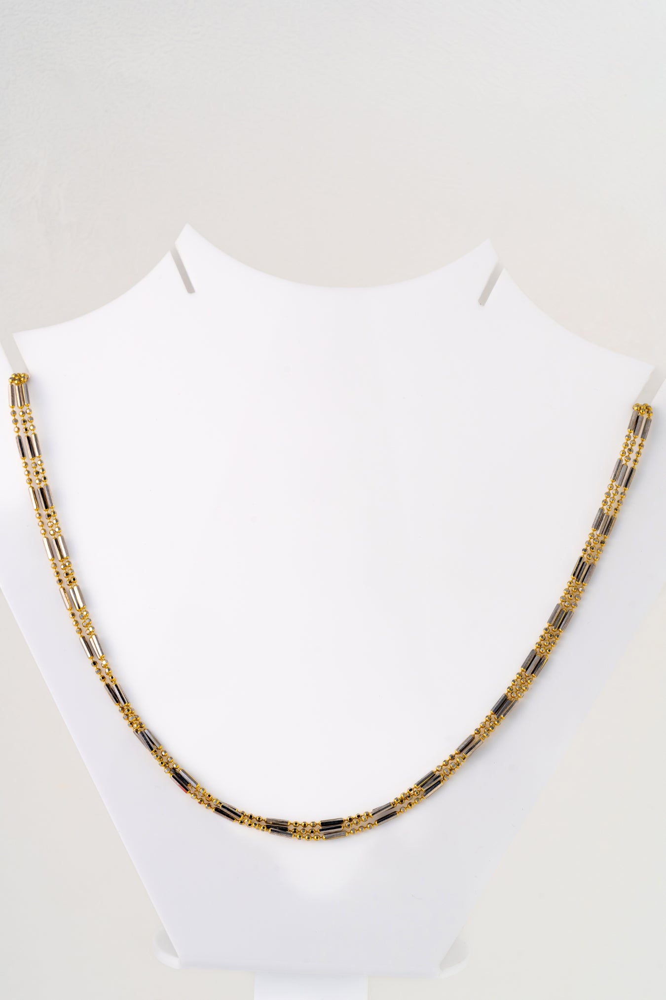 Two-Tone Beaded Dual Chain Necklace – 18 Inch