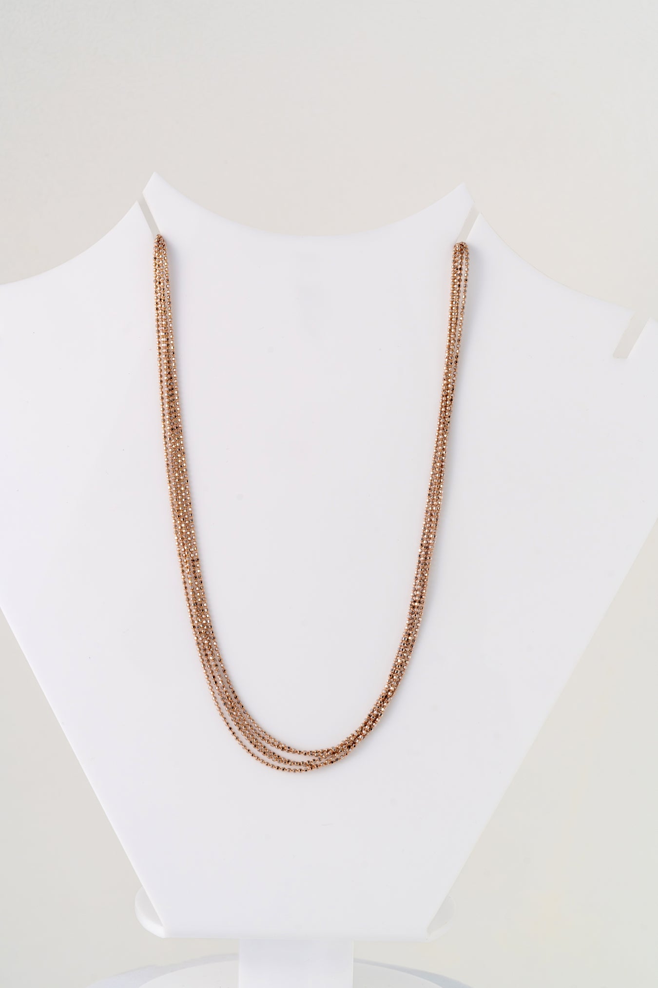 Pure 925 Silver Multi-Strand Beaded Chain Necklace – 18 Inch