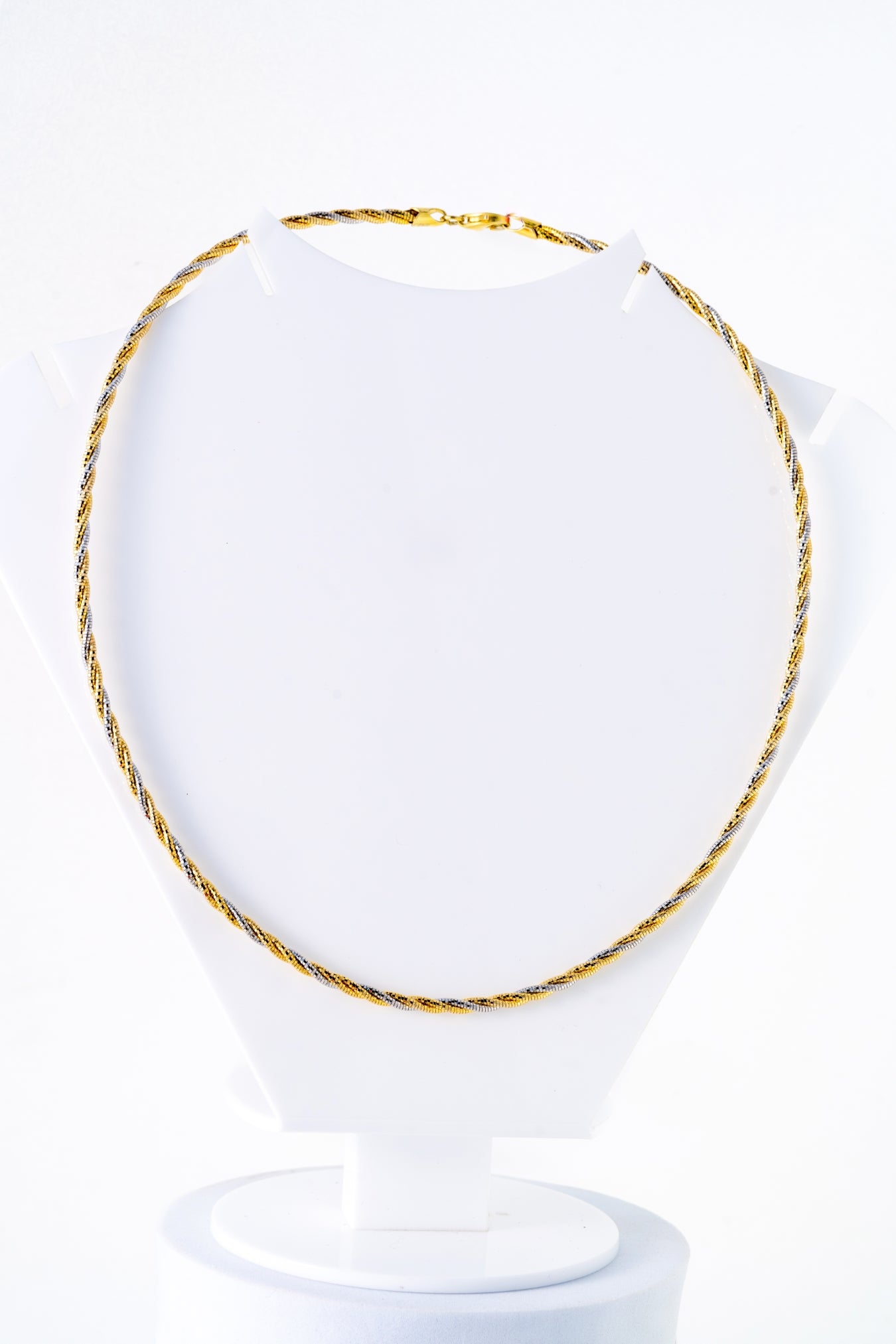 Gold & Pure 925 Silver Twisted Rope Chain Necklace – 18 Inch