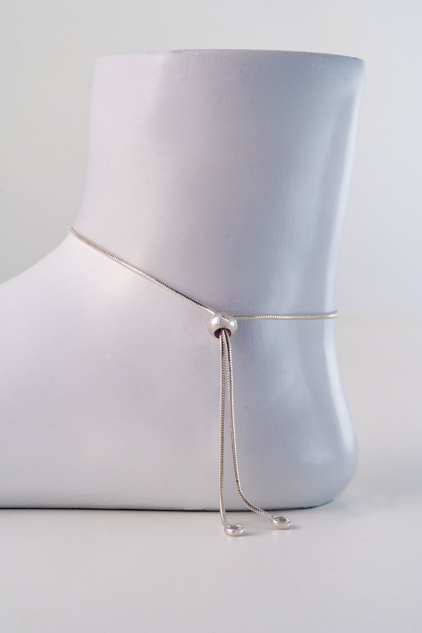 Pure 925 Silver Evil Eye Beaded Anklet (Free Size)