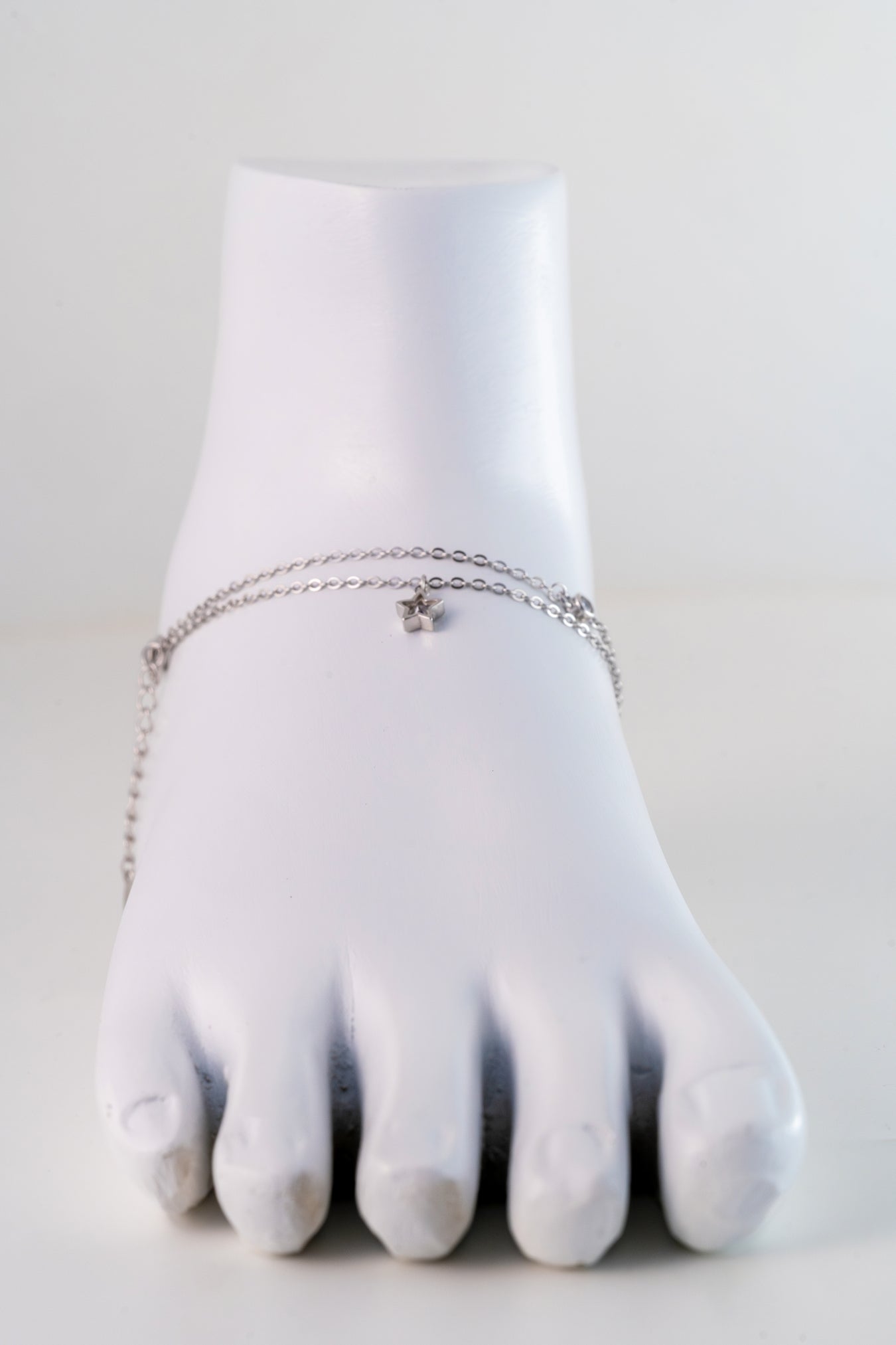 Layered Pure 925 Silver Star Charm Anklet (10 Inch Adjustable)