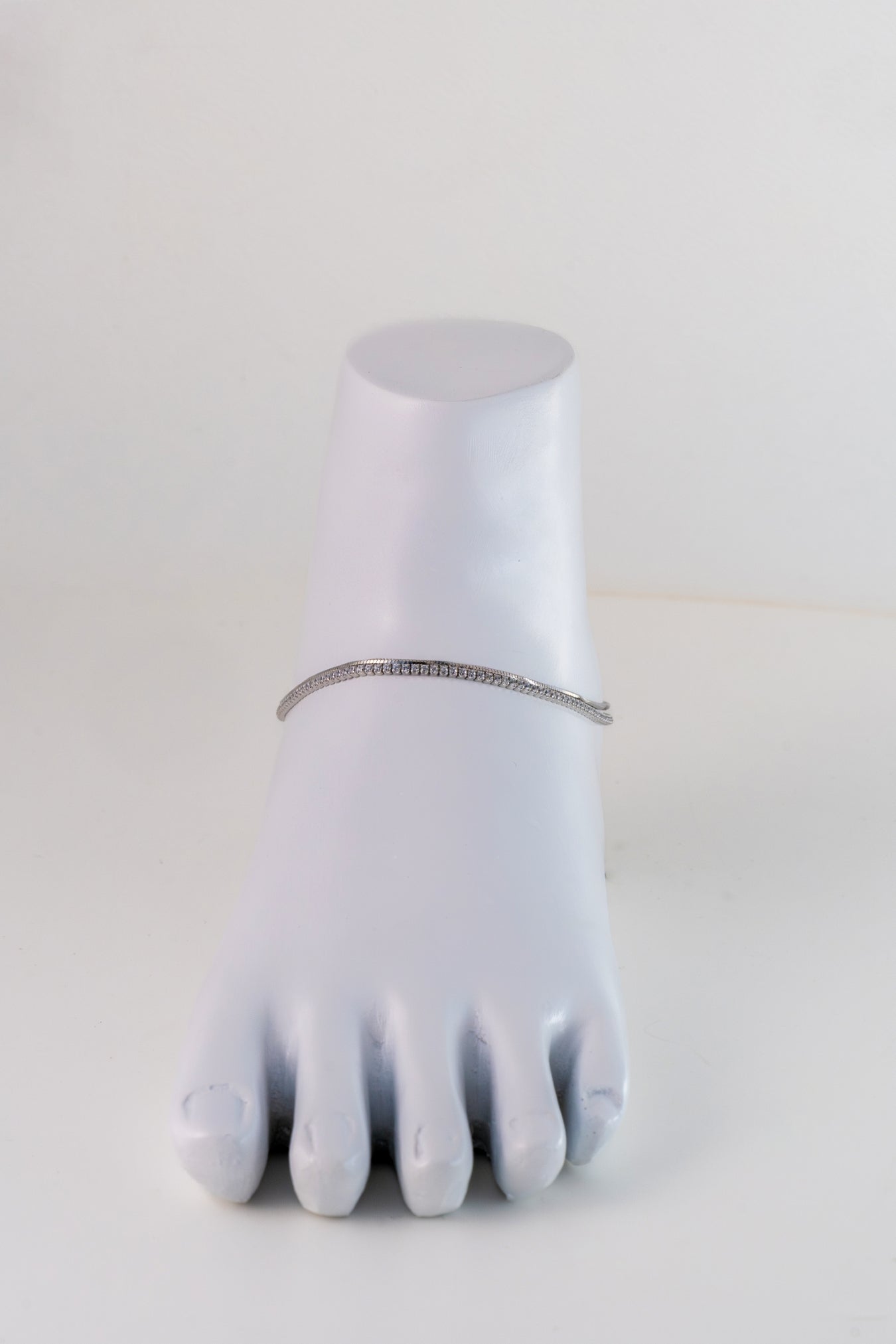 Elegant Dual-Layer Pure 925 Silver Anklet with Sparkling Accents (10 Inch)