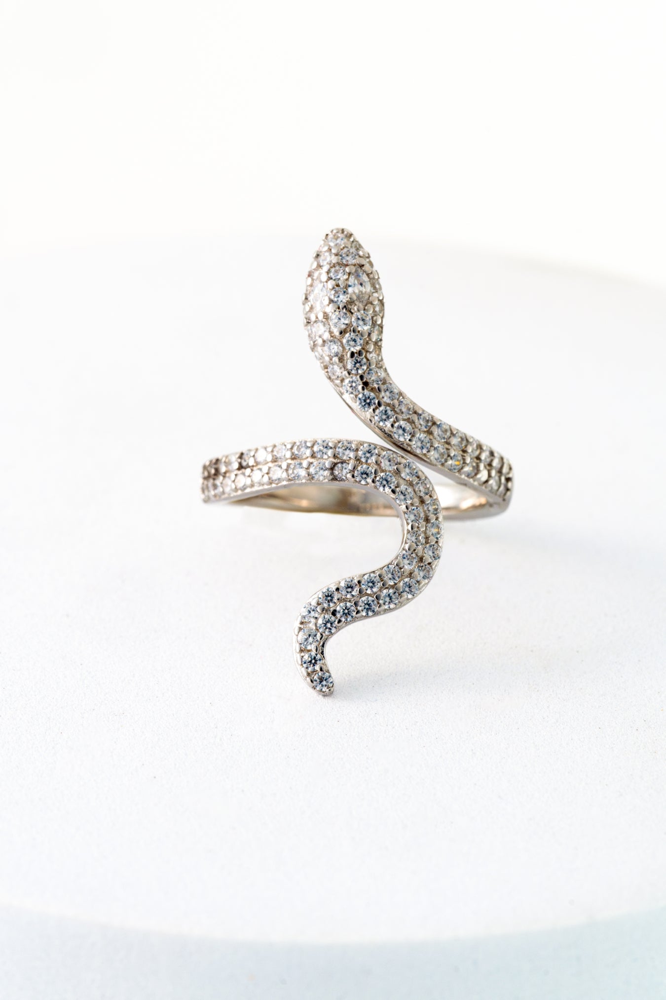 Pure 925 Silver Wave Flow Ring with Pavé Crystals – Size 13