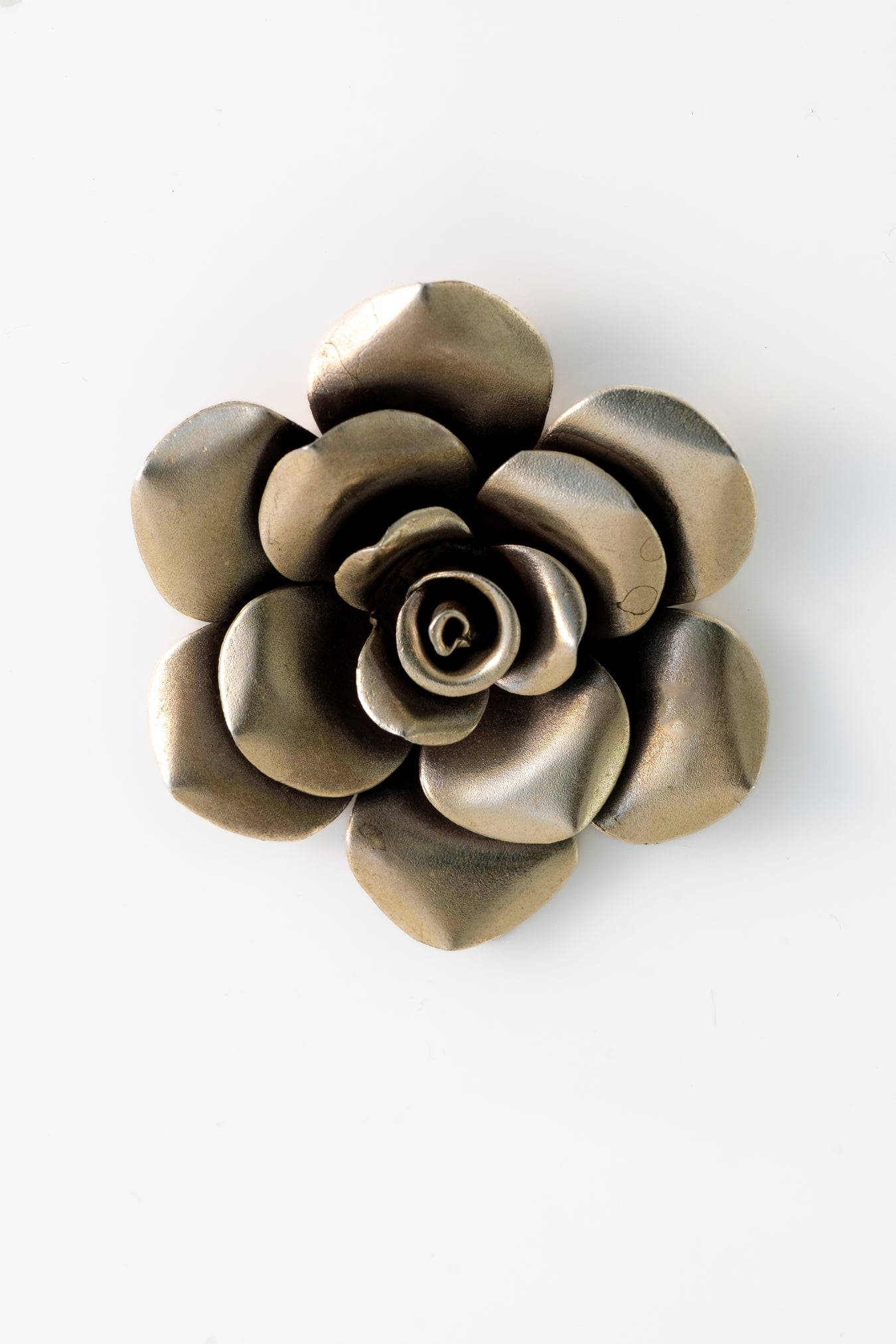 Pure 925 Silver Vintage Rose Flower Brooch – 47mm x 47mm