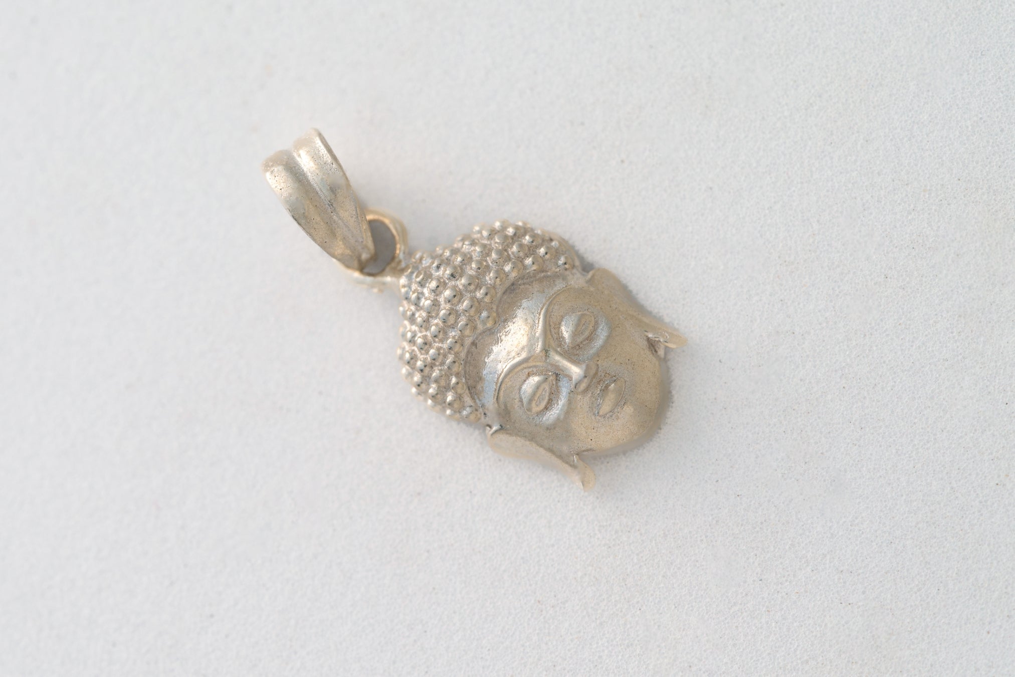 Pure 925 Silver Buddha Head Pendant in Silver Finish – 22mm × 9mm