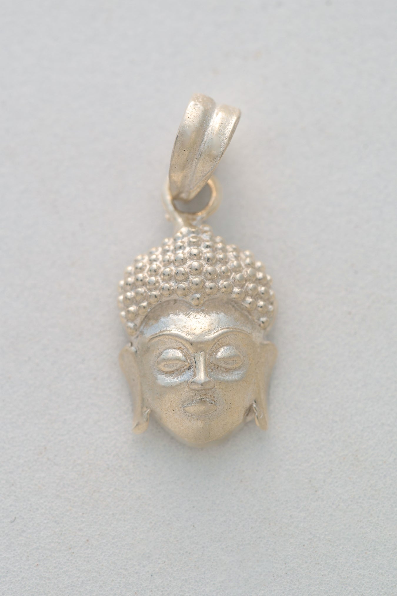 Pure 925 Silver Buddha Head Pendant in Silver Finish – 22mm × 9mm
