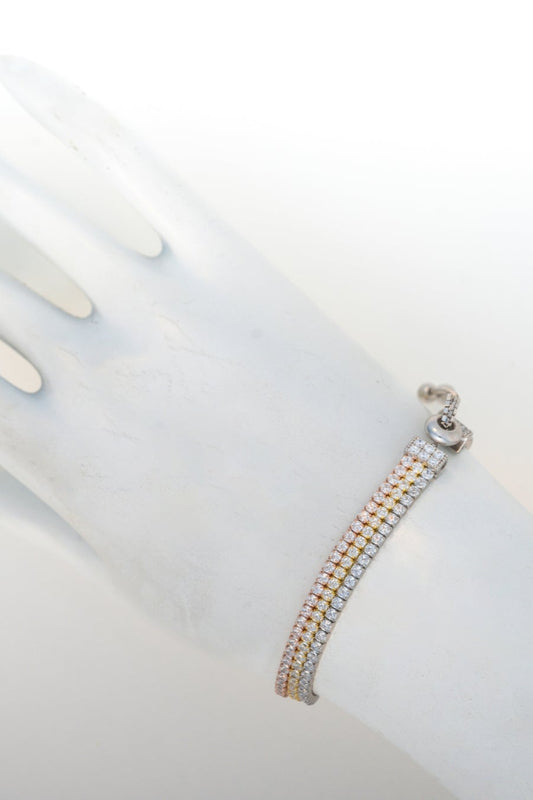 Triple-Layer Multicolor Stone Bracelet with Adjustable Clasp (Free Size)