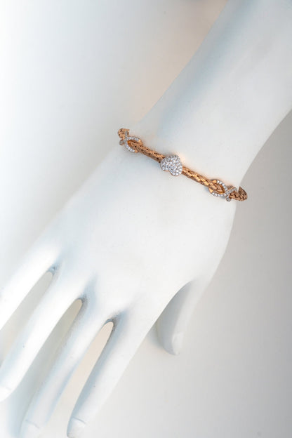 Rose-Gold Heart Motif Bracelet with CZ Accents