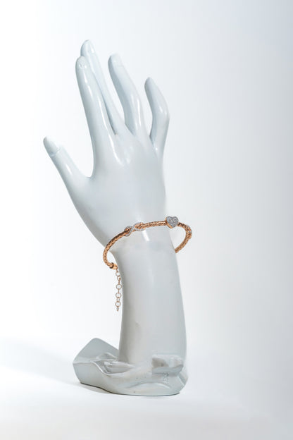 Rose-Gold Heart Motif Bracelet with CZ Accents